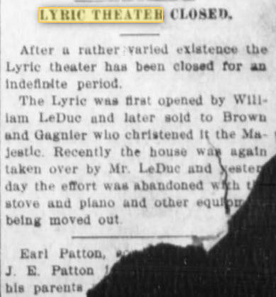Lyric Theatre - Nov 2 1911 Closing (newer photo)